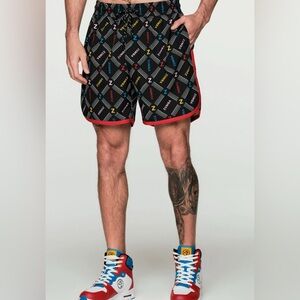 Zumba Fitness Unisex Black Patterned Shorts